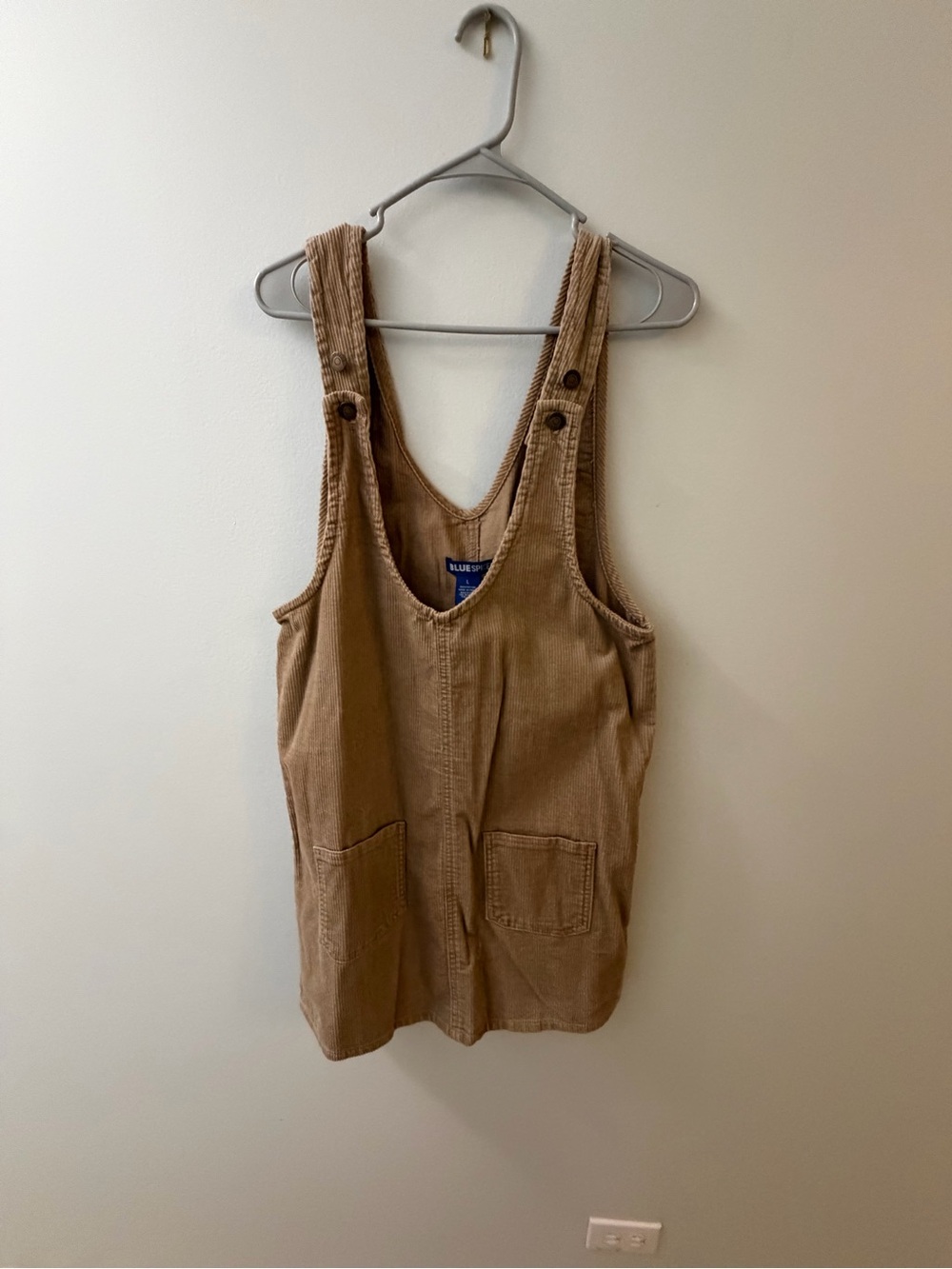 Blue Spice Corduroy Pinafore Dress - Tan